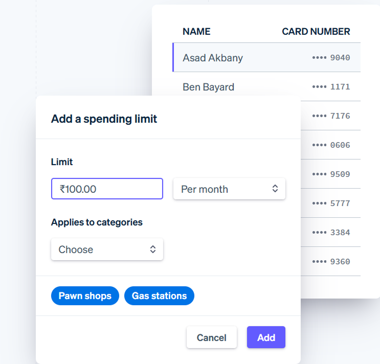 Petty cash UI